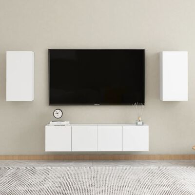 vidaXL 4-cz. zestaw szafek TV, biały, materiał drewnopochodny