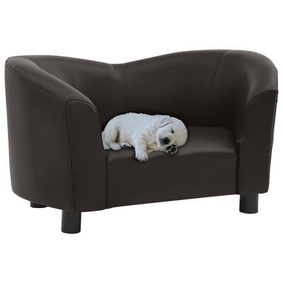 vidaXL Sofa dla psa, brązowa, 67x41x39 cm, sztuczna skóra