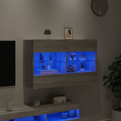 vidaXL Ścienna szafka TV z LED, szary dąb sonoma, 98,5x30x60,5 cm