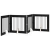 vidaXL Składana bramka dla psa z podp&oacute;rkami 4 pcs Czarny dąb 321 cm