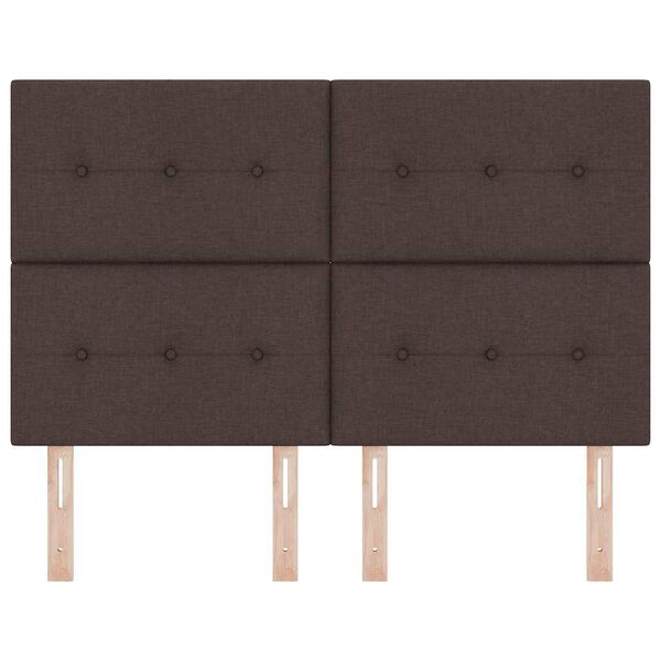 vidaXL Zagł&oacute;wek Z zagł&oacute;wkiem Ciemny brąz 144 cm Sk&oacute;ra ekologiczna