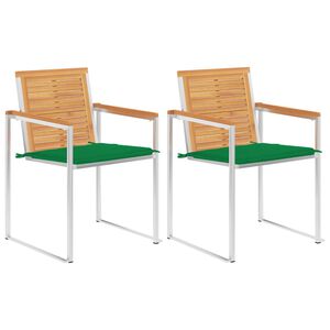 vidaXL Krzesła ogrodowe z poduszkami, 2 szt., drewno tekowe i stal