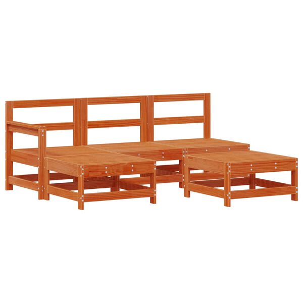 vidaXL Zestaw wypoczynkowy w ogrodzie 5 pcs Woskowy Brąz