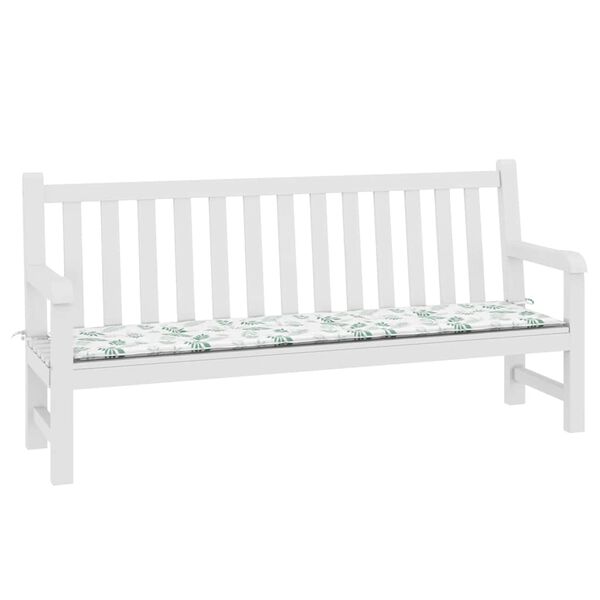 vidaXL Poduszka na ławkę ogrodową, wzór w liście, 200x50x4 cm, tkanina