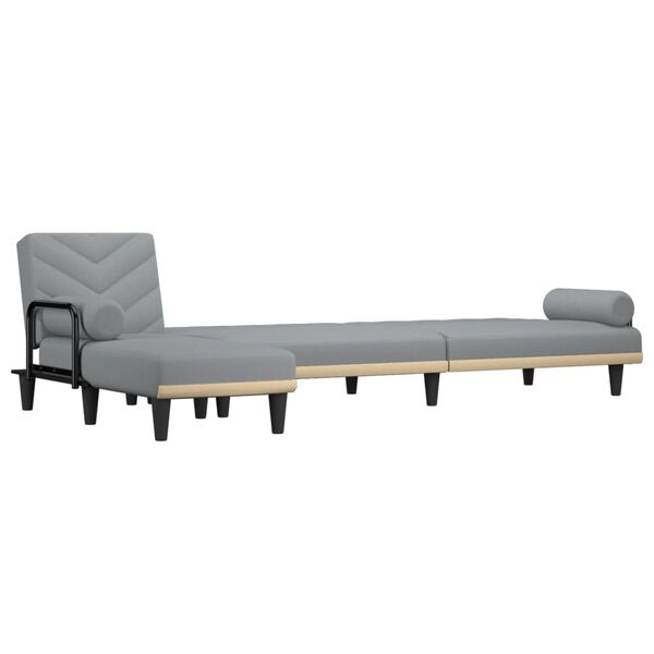 vidaXL Sofa rozkładana L, jasnoszara, 260x140x70 cm, tkanina