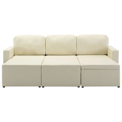 vidaXL 3-osobowa, rozkładana sofa modułowa, kremowa, sztuczna skóra