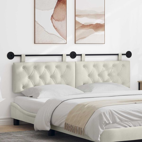 vidaXL Wisząca Głowa Kremowy 190 x 55 x 7 cm Aksamit