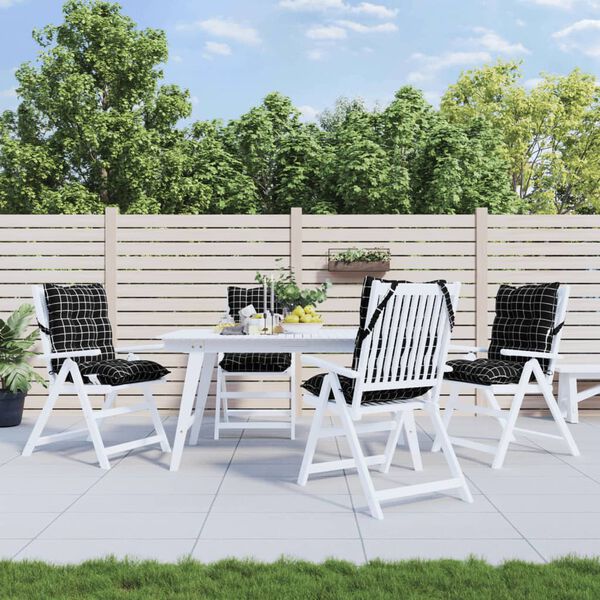 vidaXL Poduszki na krzesła z niskim oparciem, 4 szt., w czarną kratę