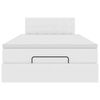 vidaXL Rama ł&oacute;żka otomana z materacem, biała, 120x190 cm, ekosk&oacute;ra