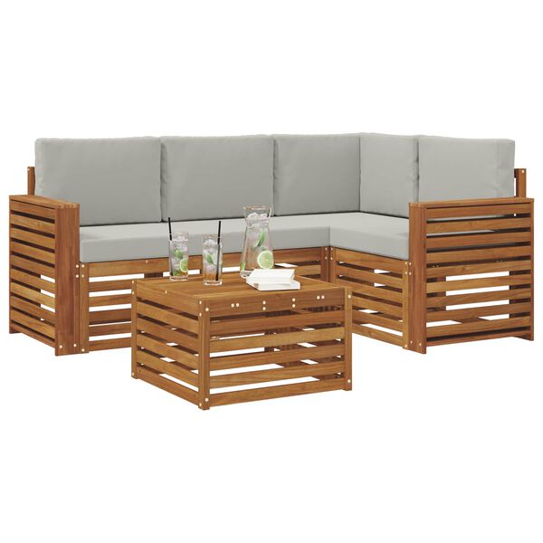 vidaXL Zestawy mebli z poduszką 5 pcs Naturalny i Jasny Szary