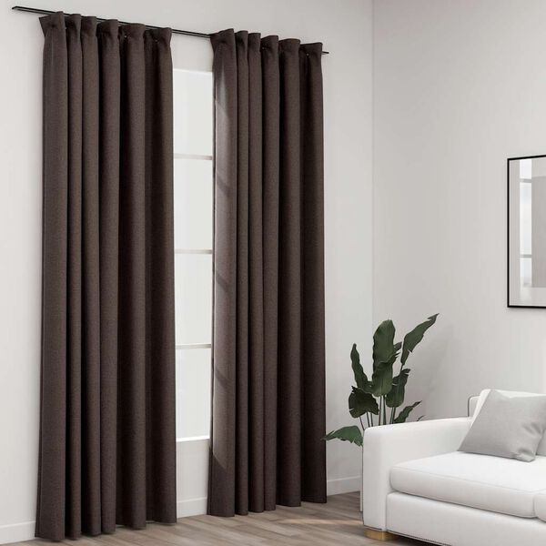 vidaXL Zasłony stylizowane na lniane, 2 szt., taupe, 140x225 cm