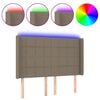 vidaXL Zagł&oacute;wek do ł&oacute;żka z LED, taupe, 147x16x118/128 cm, tkanina