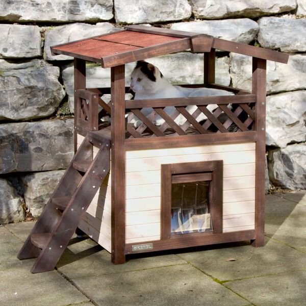 Kerbl Ogrzewany domek dla kota Deluxe, 88x57x77 cm, ciemny brąz