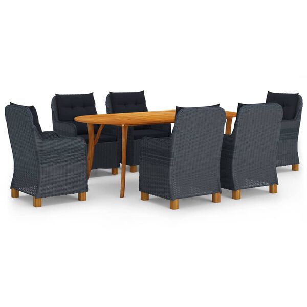 vidaXL 7-częściowy zestaw mebli ogrodowych, ciemnoszary