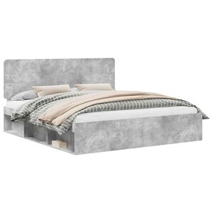 vidaXL Ramka ł&oacute;żka Betonowy 180 x 200 cm Lite drewno sosnowe