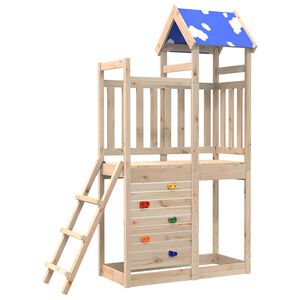 vidaXL Wieża zabaw naturalny 110,5 x 52,5 x 215cm Lite drewno sosnowe
