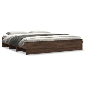 vidaXL Rama ł&oacute;żka bez materaca Brązowy dąb 200x200 cm Drewno klejone