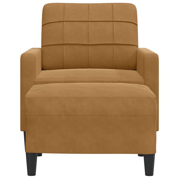 vidaXL Fotel z podn&oacute;żkiem, brązowy, 60 cm, obity aksamit