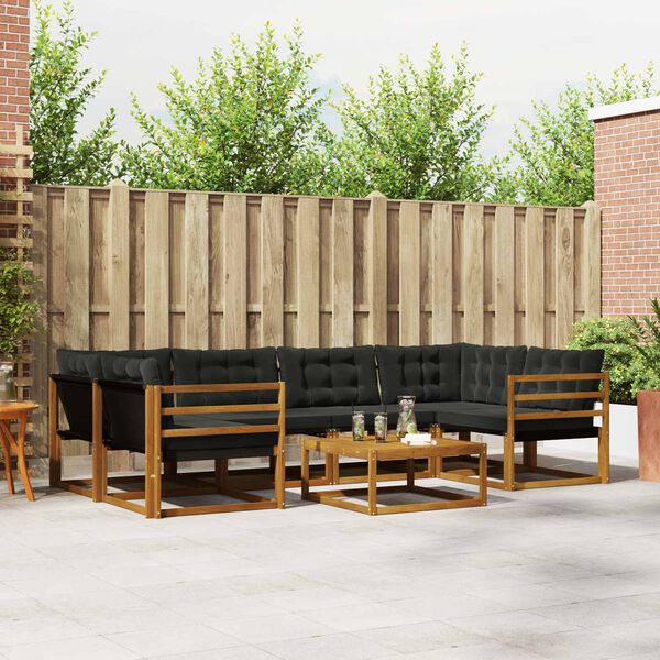 vidaXL Zestaw sof na zewnątrz z poduszką 7 pcs Naturalny i czarny