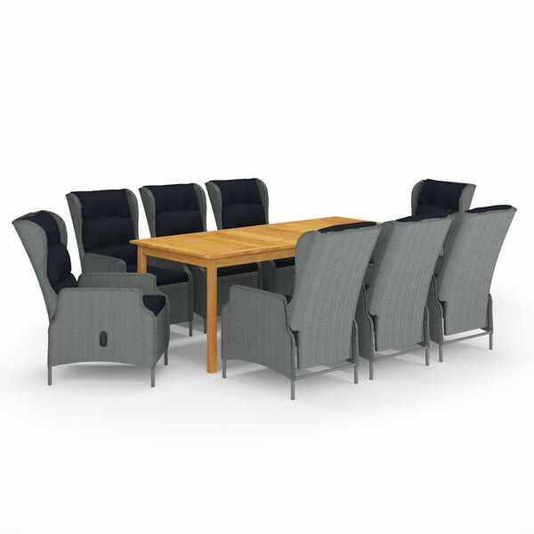 vidaXL 9-częściowy zestaw mebli ogrodowych, jasnoszary