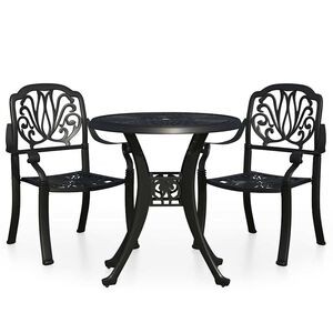 vidaXL 3-cz. zestaw mebli bistro ze stopu aluminium, czarny