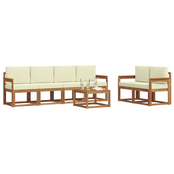 vidaXL Zestaw sof na zewnątrz z poduszką 7 pcs Naturalny i Kremowy