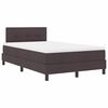 vidaXL Ł&oacute;żko sprężynowe z paskami LED Ciemny brąz 120 x 190 cm tkanina