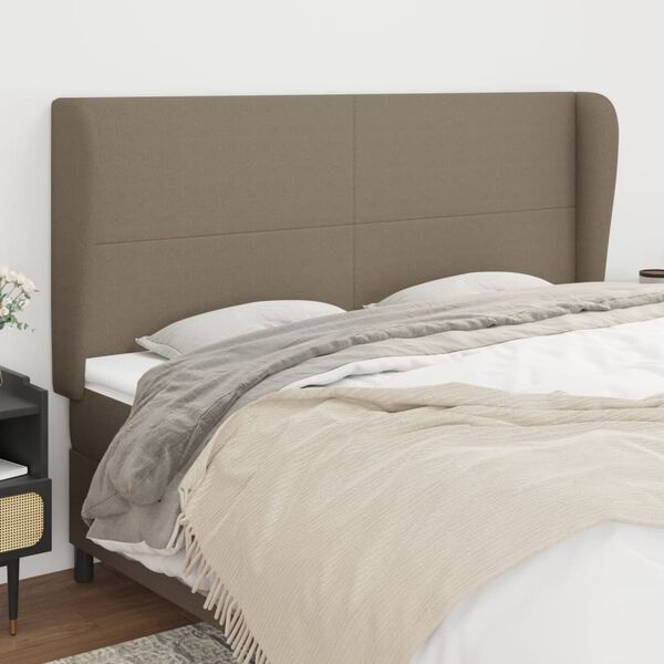 vidaXL Zagł&oacute;wek uszak, taupe, 203x23x118/128 cm, tkanina