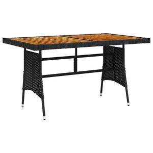 vidaXL St&oacute;ł ogrodowy, czarny, 130x70x72cm, rattan PE i drewno akacjowe