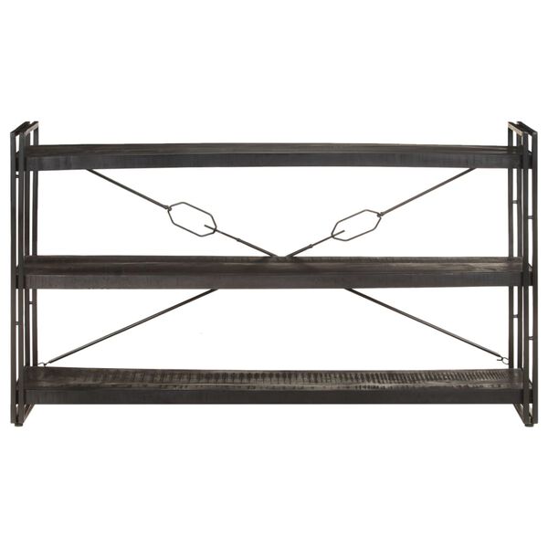 vidaXL 3-poziomowy regał, czarny, 140x30x80 cm, lite drewno mango