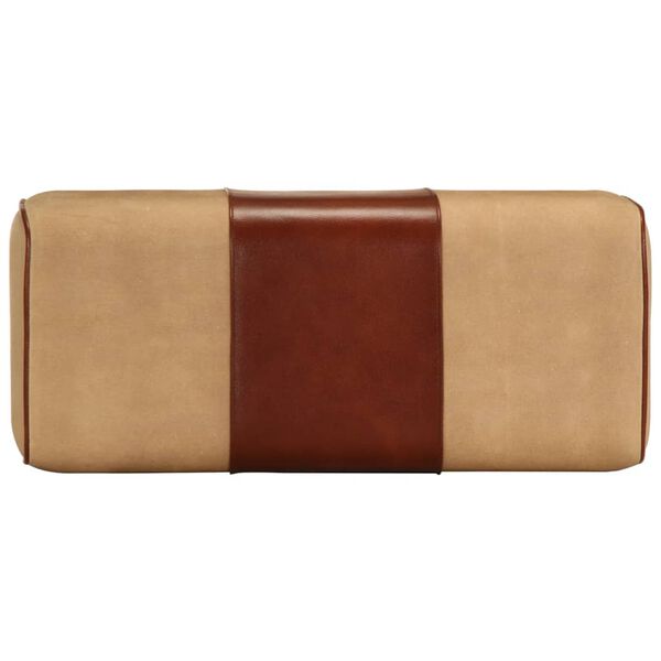 vidaXL Kozioł gimnastyczny, brązowy, sk&oacute;ra naturalna i drewno mango