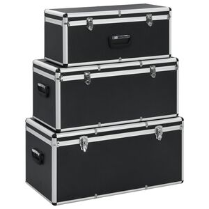 vidaXL Skrzynie do przechowywania, 3 szt., czarne, aluminiowe