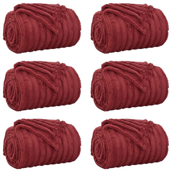 vidaXL Koce narzutowe 6 pcs Bordeaux Czerwony 240 x 220 cm Polar