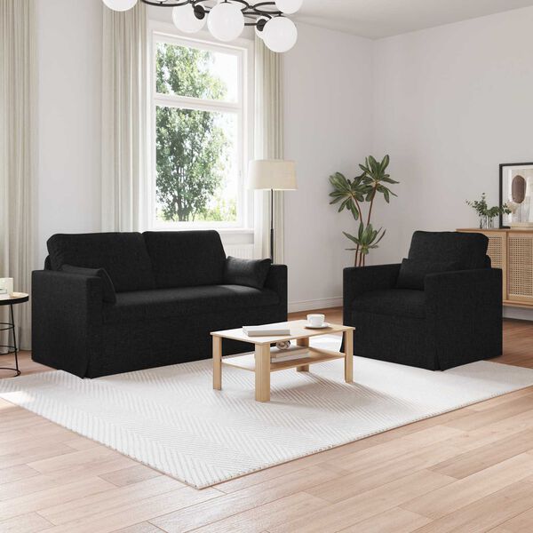 vidaXL Sofa 2 pcs Czarny