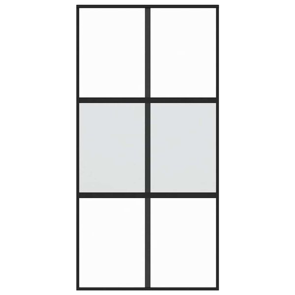 vidaXL Drzwi przesuwne, czarne, 102,5x205cm, szkło hartowane aluminium