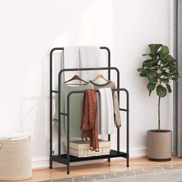 vidaXL Wieszak na ubrania z p&oacute;łką Czarny Dąb 60 x 30 x 100,5 cm