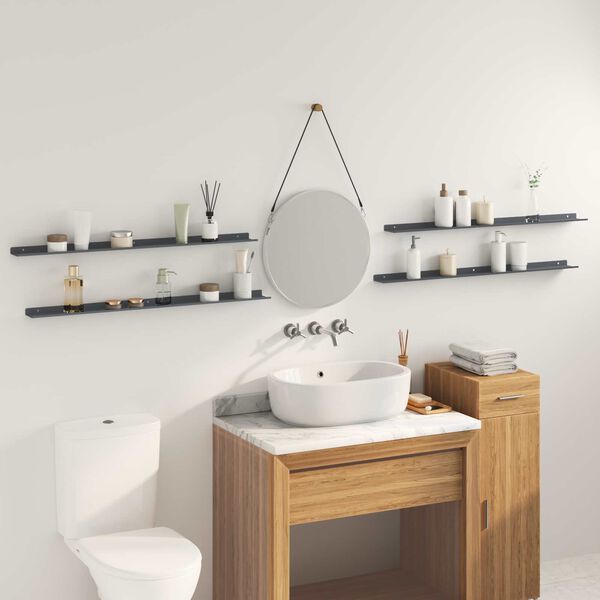 vidaXL P&oacute;łka wisząca 4 pcs Antracyt 100 x 9 x 2,5 cm Stal