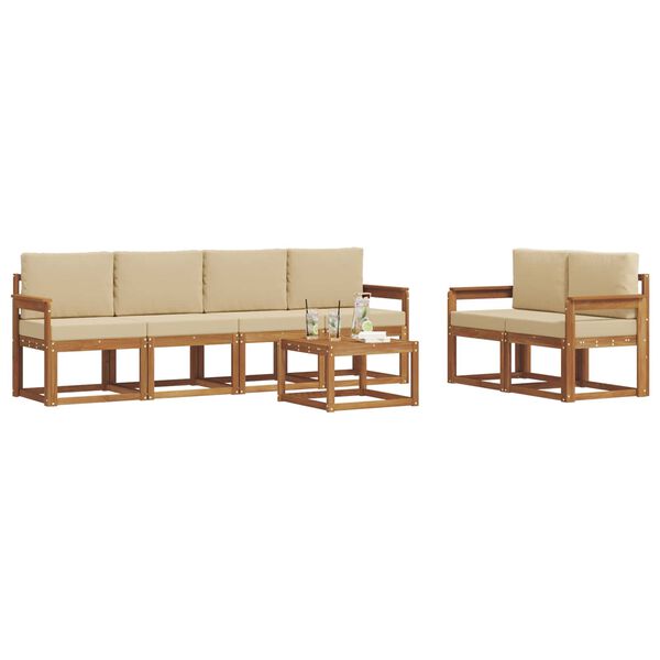 vidaXL Zestaw sof na zewnątrz z poduszką 7 pcs Naturalny i Beżowy