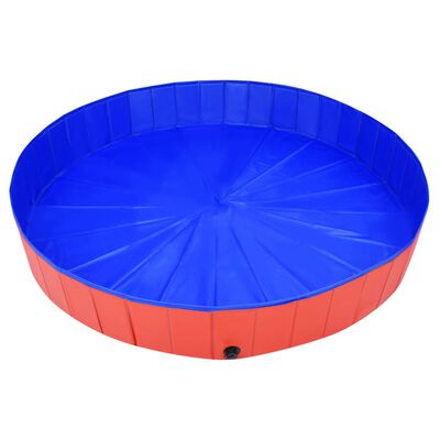 vidaXL Składany basen dla psa, czerwony, 200x30 cm, PVC