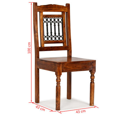 vidaXL Krzesła stołowe, 4 szt., drewno wykończone na drewno sheesham