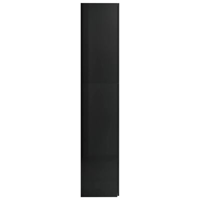 vidaXL Szafa, czarny, połysk, 80x35,5x180 cm, materiał drewnopochodny