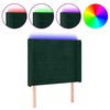 vidaXL Zagł&oacute;wek do ł&oacute;żka z LED, ciemnozielony 83x16x118/128 cm aksamit