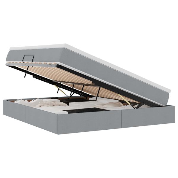 vidaXL Ł&oacute;żko z miejscem na przechowywanie i materacem Jasnoszary
