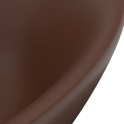 vidaXL Owalna umywalka z przelewem, matowy ciemny brąz, 58,5x39 cm