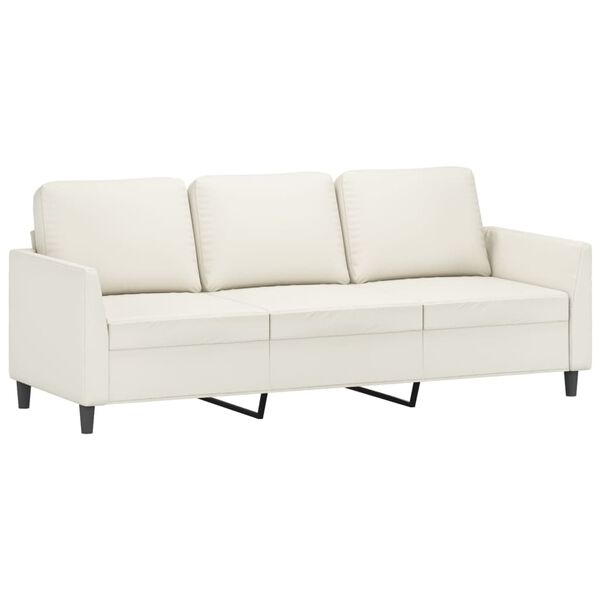 vidaXL 3-osobowa sofa, kremowa, 180 cm, sztuczna sk&oacute;ra