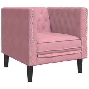 vidaXL Fotel Chesterfield, r&oacute;żowy, tapicerowany aksamitem