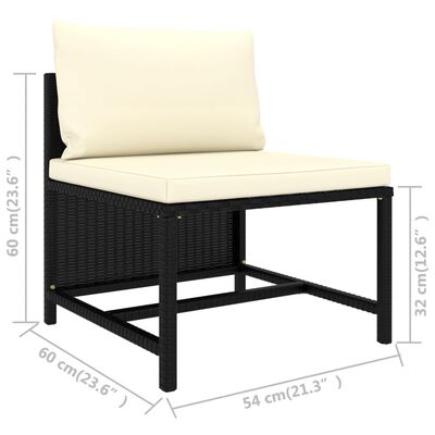 vidaXL 3-osobowa sofa ogrodowa z poduszkami, polirattan, czarna