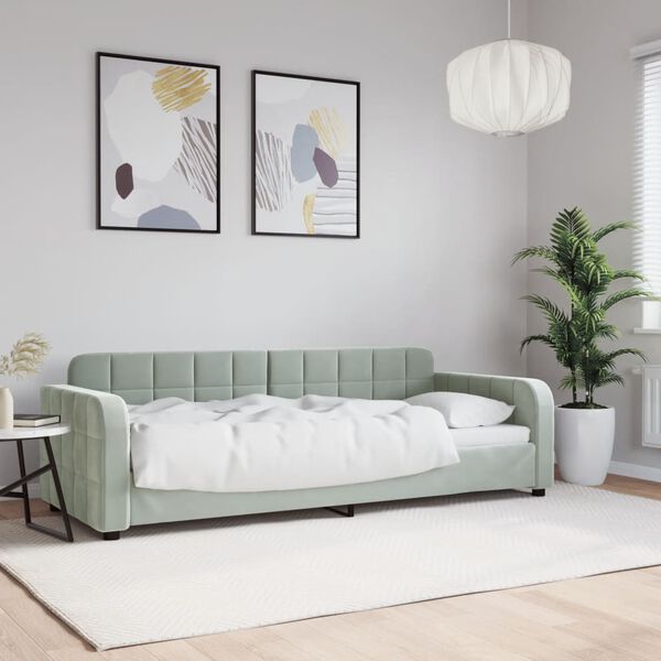 vidaXL Sofa z funkcją spania, jasnoszara, 80x200 cm, obita aksamitem