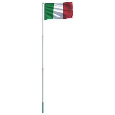 vidaXL Flaga Włoch z aluminiowym masztem, 6 m