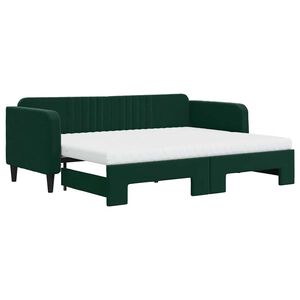 vidaXL Sofa rozsuwana z materacami, ciemnozielona, 80x200 cm, aksamit